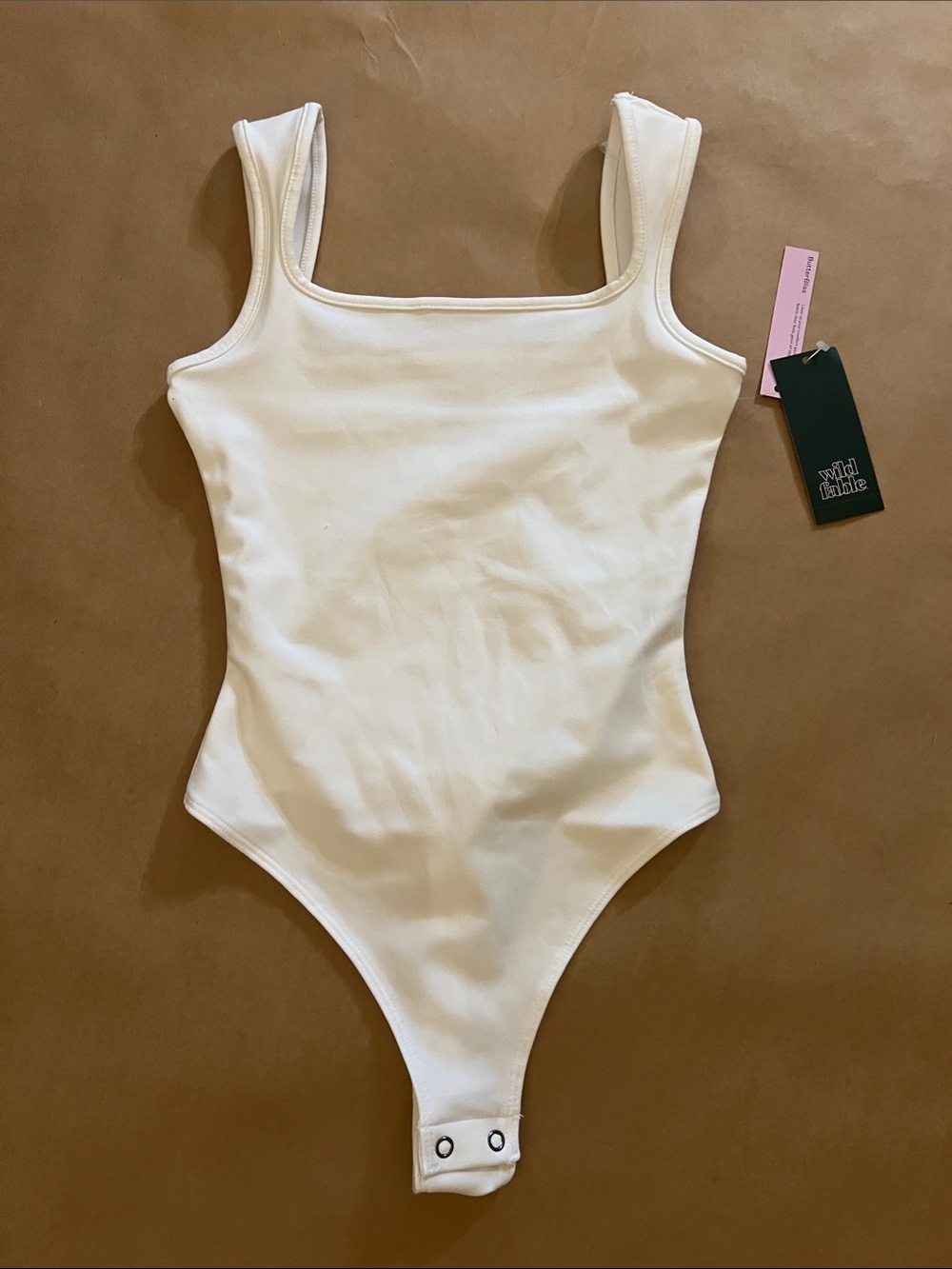 wild fable White Square Neck Sleeveless Bodysuit